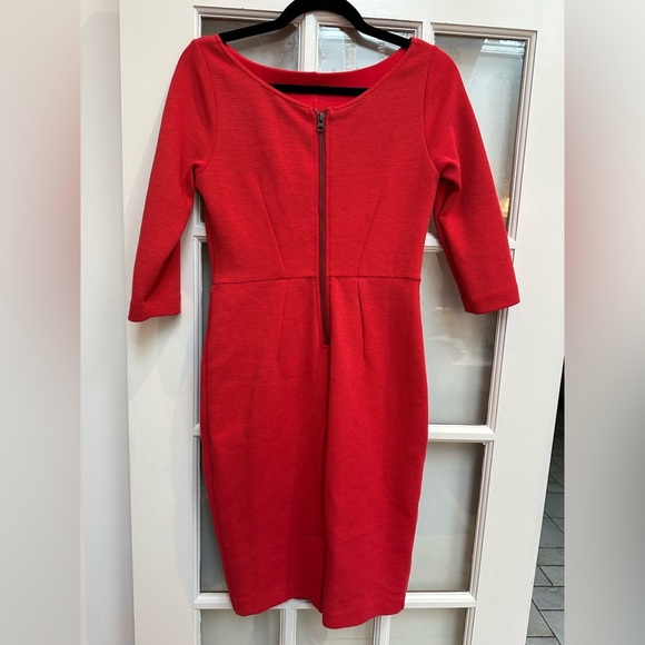 BODEN Aurelia Ottoman Holiday Dress Women’s 6P Petite Red Ribbed Lined Career - Picture 5 of 13